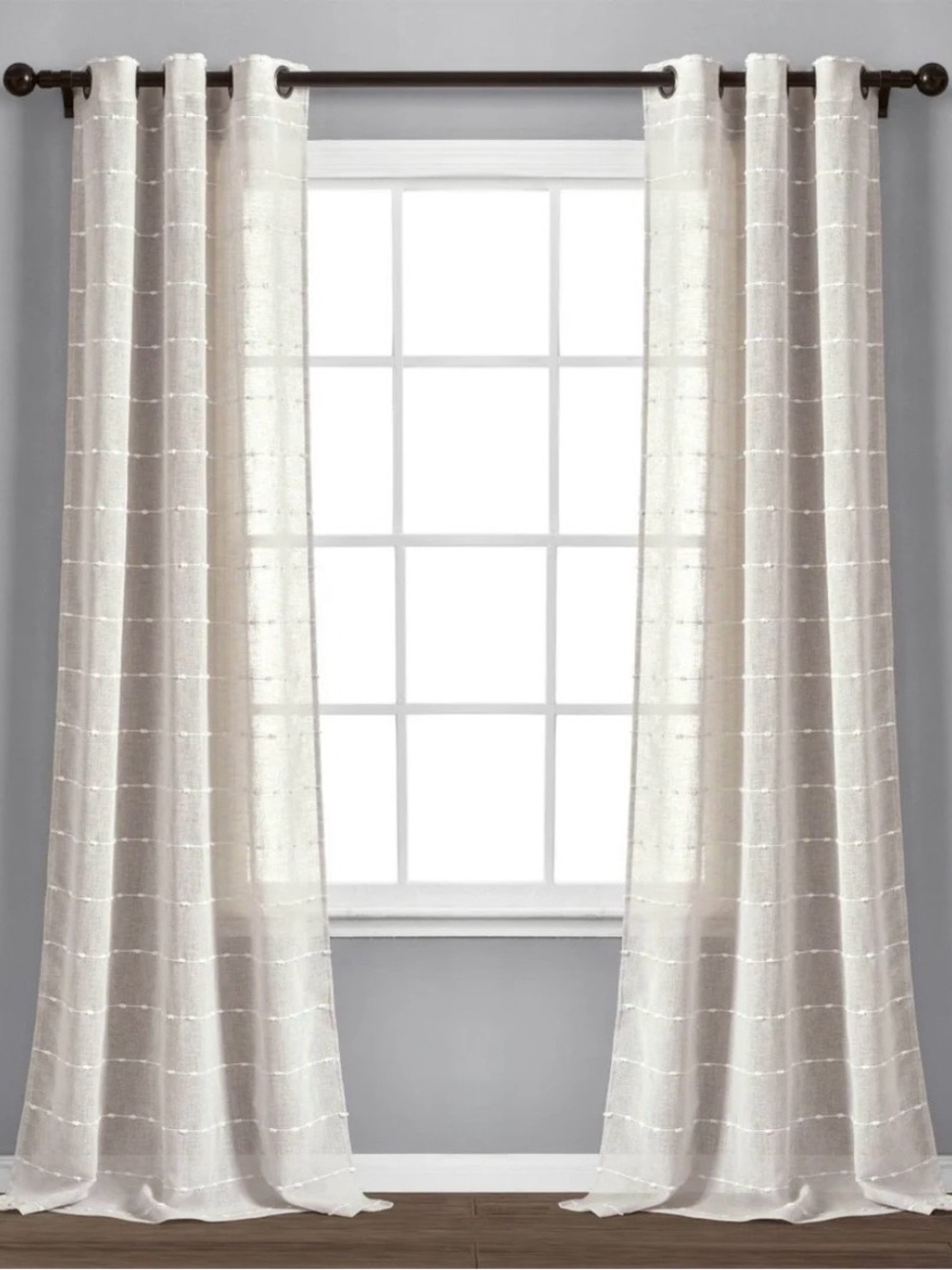 Lush Decor Beige Farmhouse Textured Light Filtering Curtains